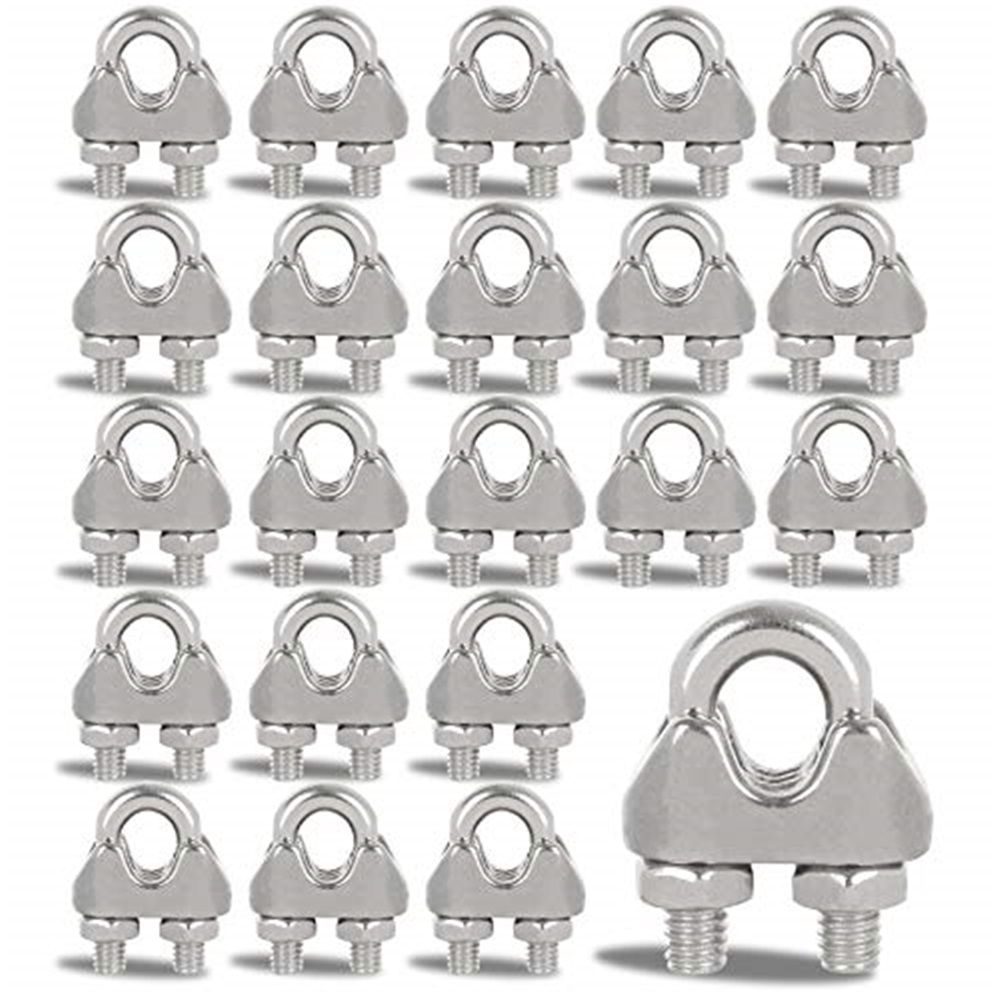 40 PCS 1/4" Stainless Steel Wire Rope Cable Clip Clamp M6 Wire Rope Clamp Wire Rope Cable Clip Clamp U Bolt Saddle Fastener