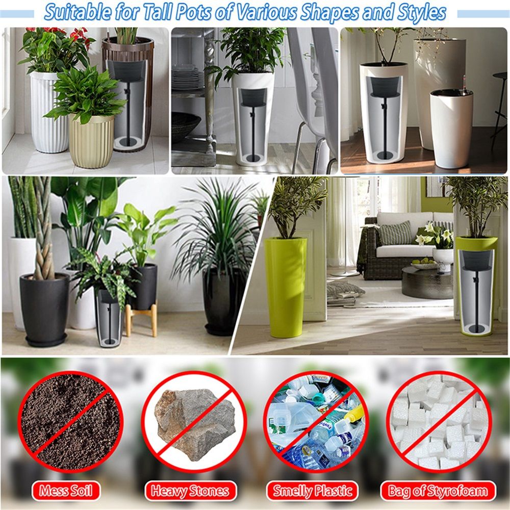 Adjustable Height Plant Risers for Inside Pots, 17-32" Planter Inserts for Large Pots, Planter Lift Insert for Tall Square Round Taper Planters (6" 8" 10" Base or Top)