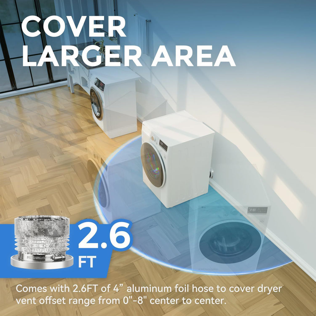 Magnetic Dryer Vent Coupling Airtight Seal Dryer Vent Connector Kit Easy to Clean Quick Connector Including a 2.6ft 4" Duct and two Clamps