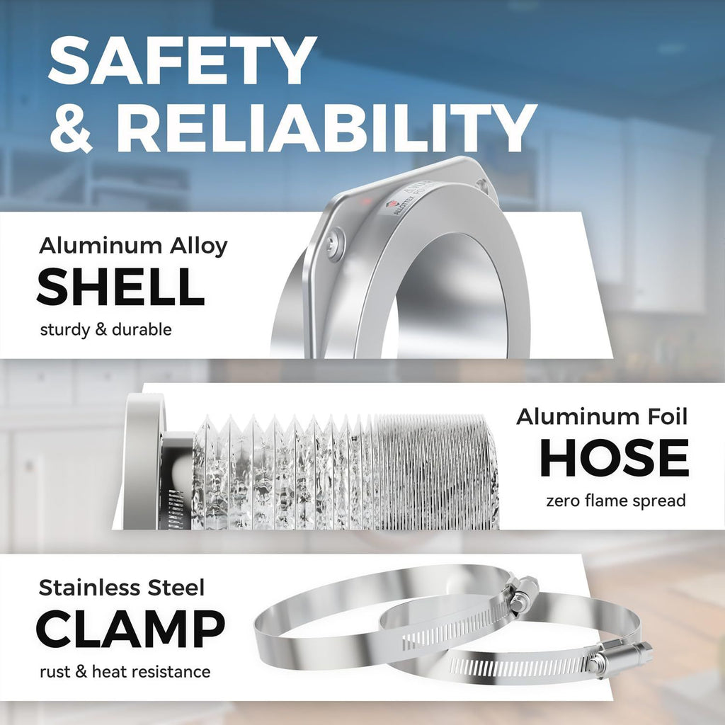 Magnetic Dryer Vent Coupling Airtight Seal Dryer Vent Connector Kit Easy to Clean Quick Connector Including a 2.6ft 4" Duct and two Clamps