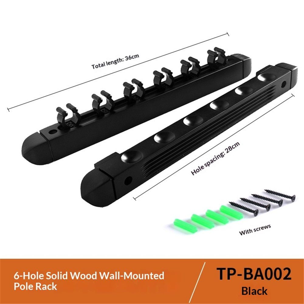 2-Piece 6 Billiard Pool Cue Rack Wall Mounted Holders, Billiard Cue Sticks Wall Rack Set, Wall Mounted Cue Holder (black)
