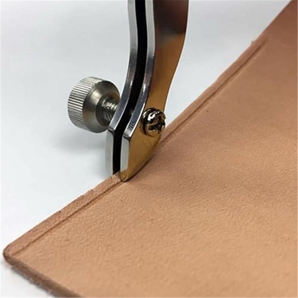 Leather Edge Creaser, Adjustable Leather Edger Creaser Wooden Handle Outside Edge Creaser Leather Craft Press Skiving Tool for Professional Leather Crafting and Working