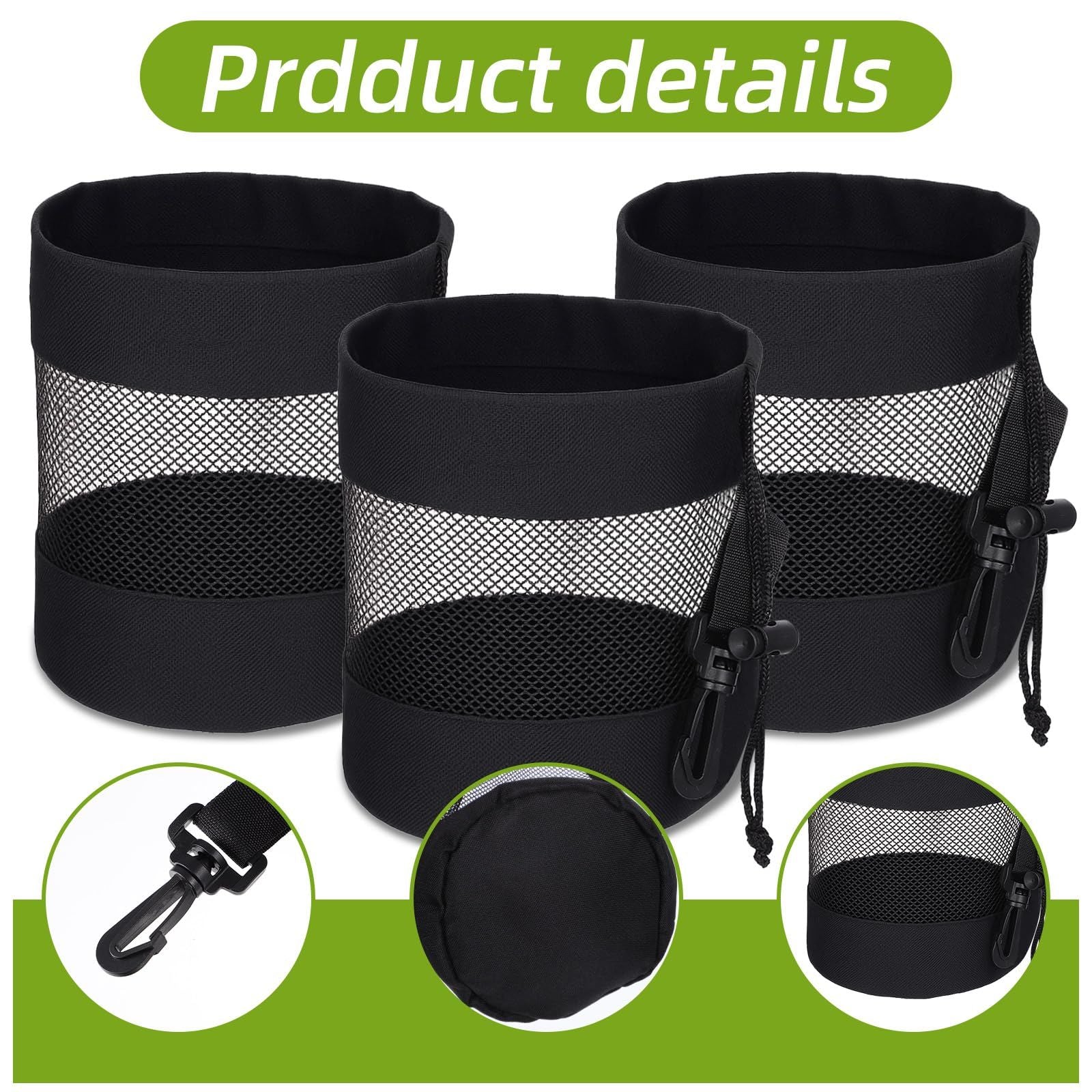 3 Golf Ball Bag, Golf Bag Organizer Golfs Ball Pouch Balls Storage Bags Nylon Mesh Bags Sports Drawstring Pouch for Small Balls Organizer Pings Pong Storage（black）