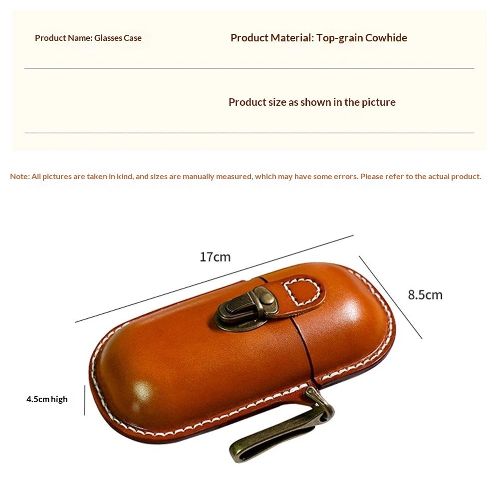 Handmade Leather Eyeglass Case Hard Shell Retro Men And Women Sunglasses Nearsighted Glasses Hooks Protection Box.（oniy box）