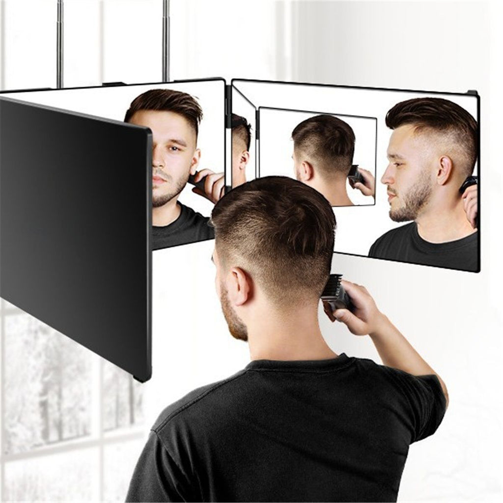 Self-Cut System 3 Way Mirror with LED Lights – Trifold Self Cut Barber Mirror for Men and Women, 360 View for Easy Haircuts, Travel Friendly - Three Way Design for Grooming and Styling