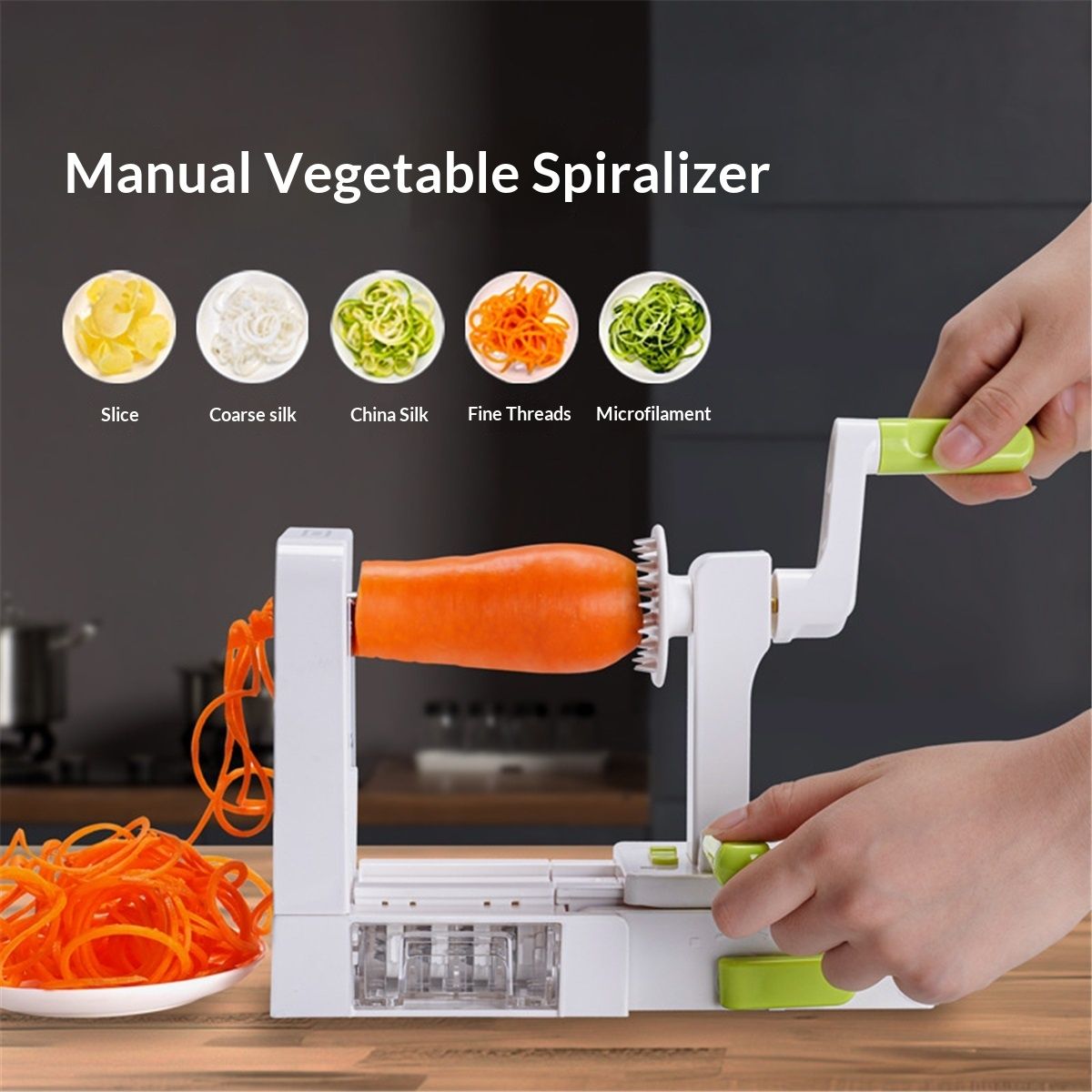5-Blade Vegetable Spiralizer: Strongest-Heaviest Spiral Slicer, Best Veggie Pasta Spaghetti Maker for Low Carb/Paleo/Gluten-Free/Vegan Meals,
