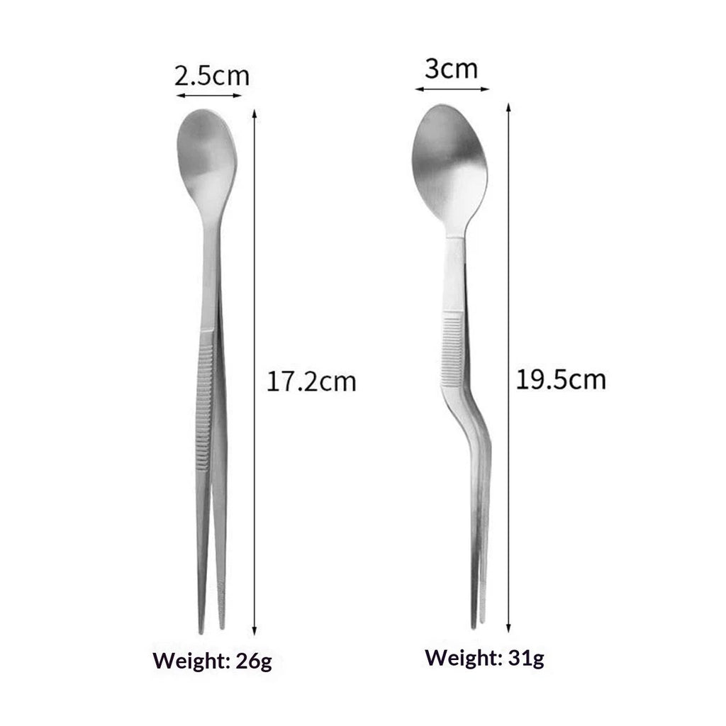 triangle Touch Tasting Spoon  Stainless Steel Spoon & Tweezers - Dishwasher Safe 2pcs