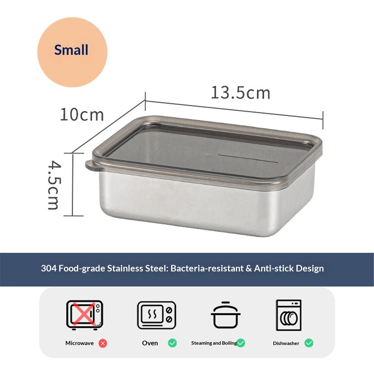 3-Piece Extra Thick 304 Stainless Steel Food Storage Containers with Non-Stick Bottom, Airtight Glass Lids & Silicone Seal, Stackable Kitchen Organization Boxes for Food Preservation