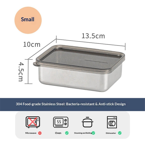 3-Piece Extra Thick 304 Stainless Steel Food Storage Containers with Non-Stick Bottom, Airtight Glass Lids & Silicone Seal, Stackable Kitchen Organization Boxes for Food Preservation
