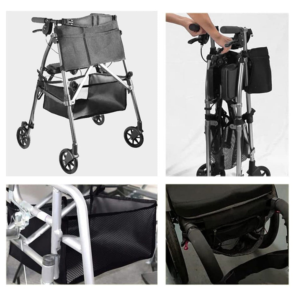 Wheelchair Bag, Rollator Seat Bag, Wheelchair Storage Bag, Side Storage Organizer, Lightweight and Heavy Duty Travel Tote, Under Seat Large Capacity Reusable Backpack Bag  2pcs