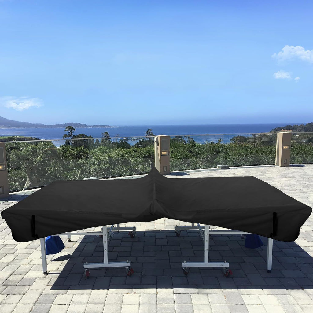 Ping Pong Table Cover,Table Tennis Cover Waterproof Sunproof Indoor & Outdoor Fits Universal Tables (Black) 280*153*73cm