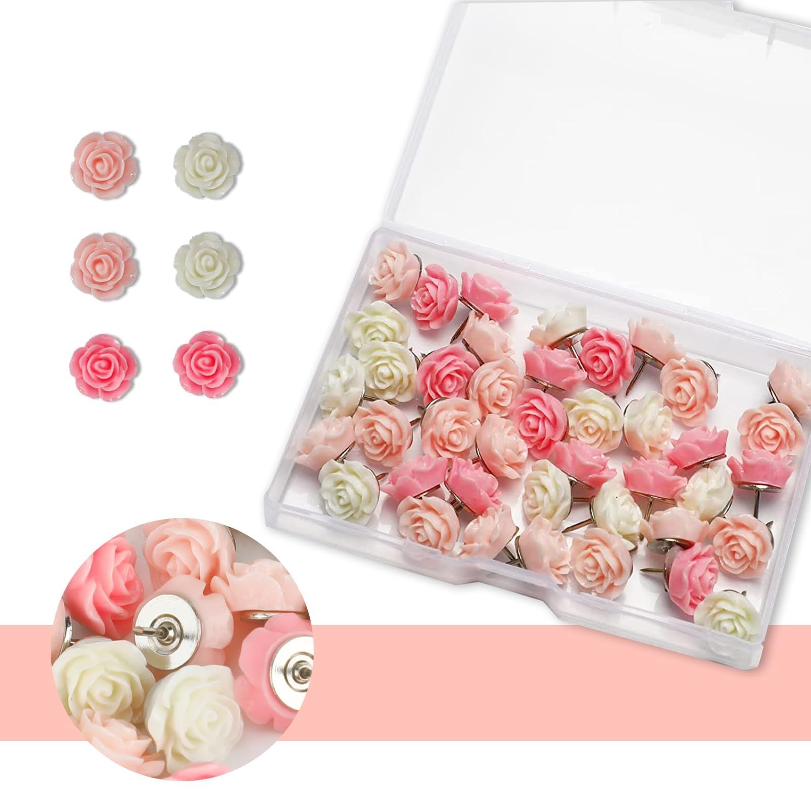 Push Pins for Cork Board - Cuttte 120pcs Decorative Push Pins with Case, Cute Thumb Tacks and Pushpins for Bulletin Board, 3 Colors Flower Pushpins