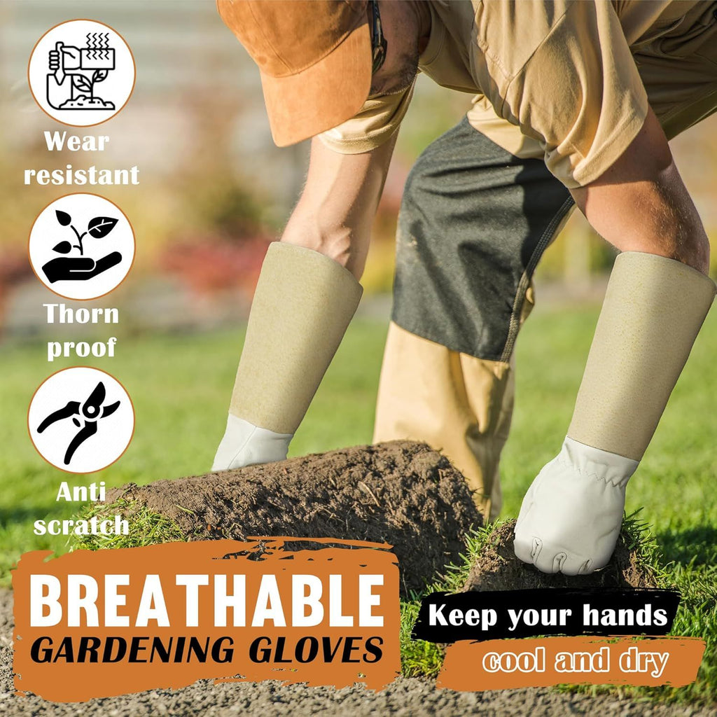 Rose Pruning Gloves for Men & Women, Long Thorn Proof Gardening Gloves, Breathable Pigskin Leather Gauntlet, Best Garden Gifts & Tools for Gardener（L）