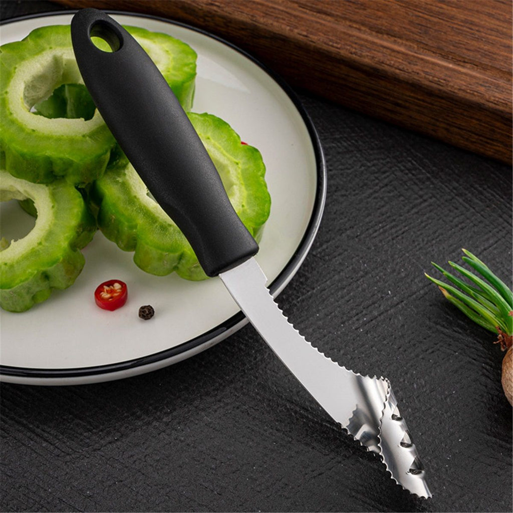 3pcs Corer Tool with Serrated Slice and Rubber Handle Easily Seed Remover or Slice off Vegetables tops for Efficient Cooking and Grilling