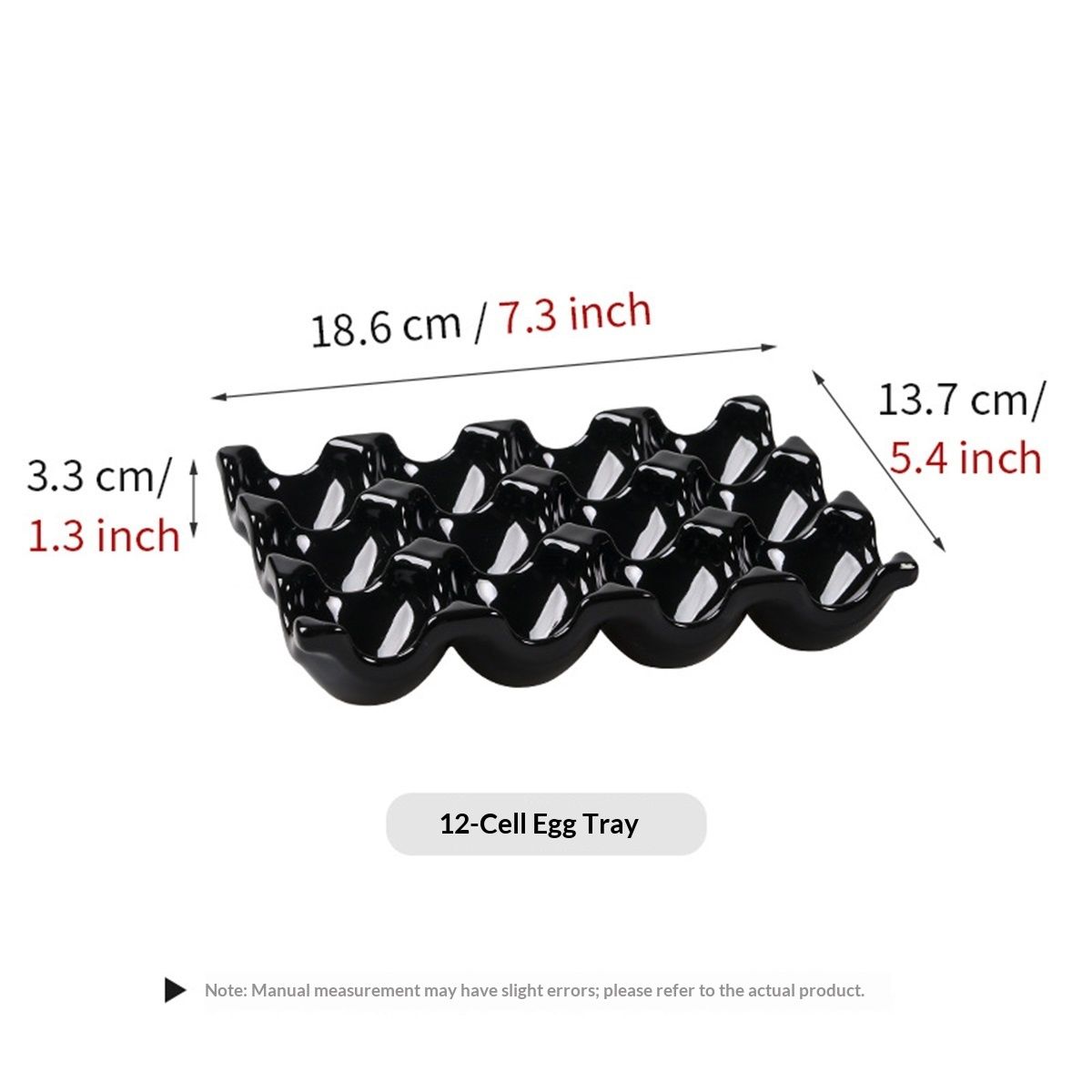 12 Cup Ceramic Egg Tray - Whole Dozen Porcelain Egg Holder Container Storage Organizer Decorative Serving Stand Serveware for Refrigerator Countertop