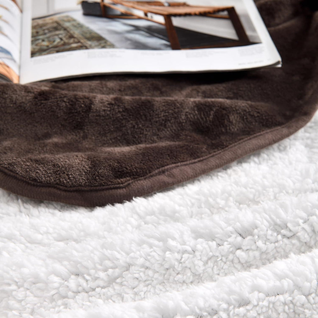 Waterproof Blanket for Bed Couch Sofa, Soft Liquid Pee Proof Pet Blanket for Dog Puppy Cat, Reversible Sherpa Fleece Furniture Protector (Brown, 47x40 inches)