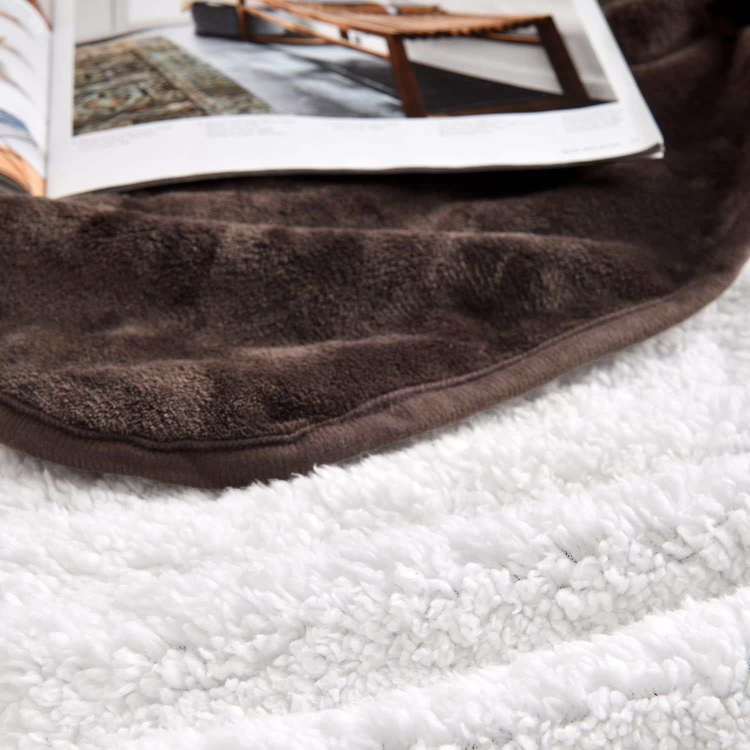 Waterproof Blanket for Bed Couch Sofa, Soft Liquid Pee Proof Pet Blanket for Dog Puppy Cat, Reversible Sherpa Fleece Furniture Protector (Brown, 47x40 inches)
