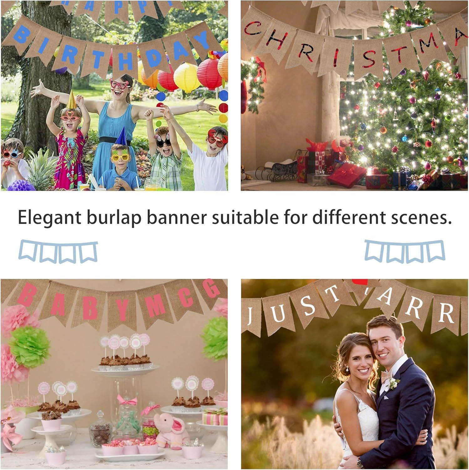 Banner, (2 Pack:30Pcs ) Banner Flags Blank, 5x7.5 inches 13 ft DIY Party Decor for Christmas, Birthday, Wedding, Baby Shower and Graduation