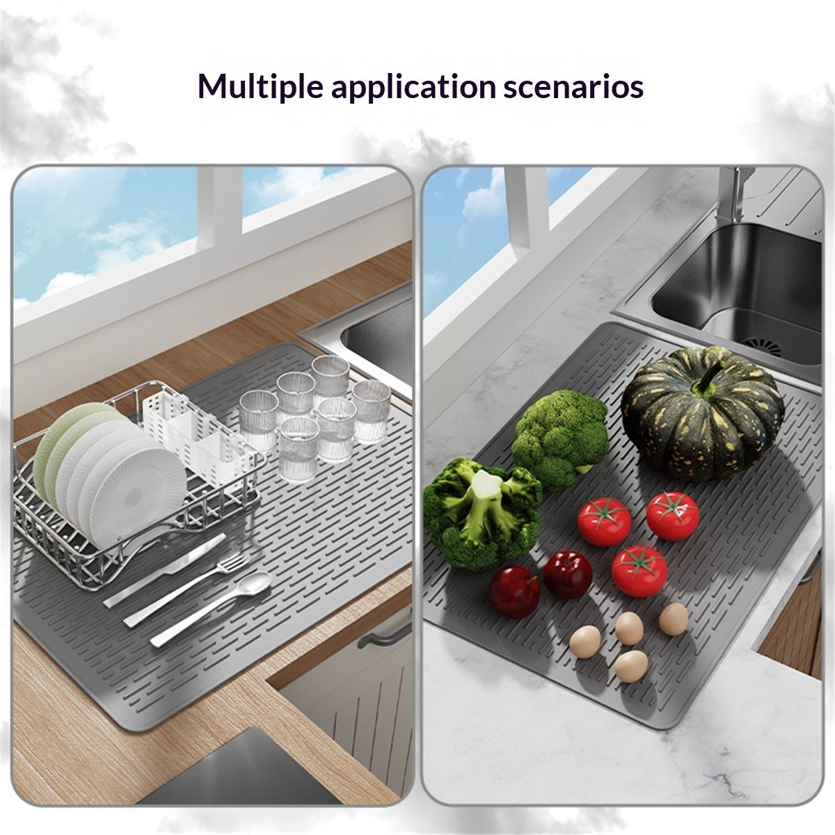 Stove Top Cover for Electric Stove - Silicone Stove Mat for Glass Top, Glass Cooktop Protector, XL Dish Drying Mats For Kitchen,Oven Covers for Electric Stove (Gray,28 x 20)