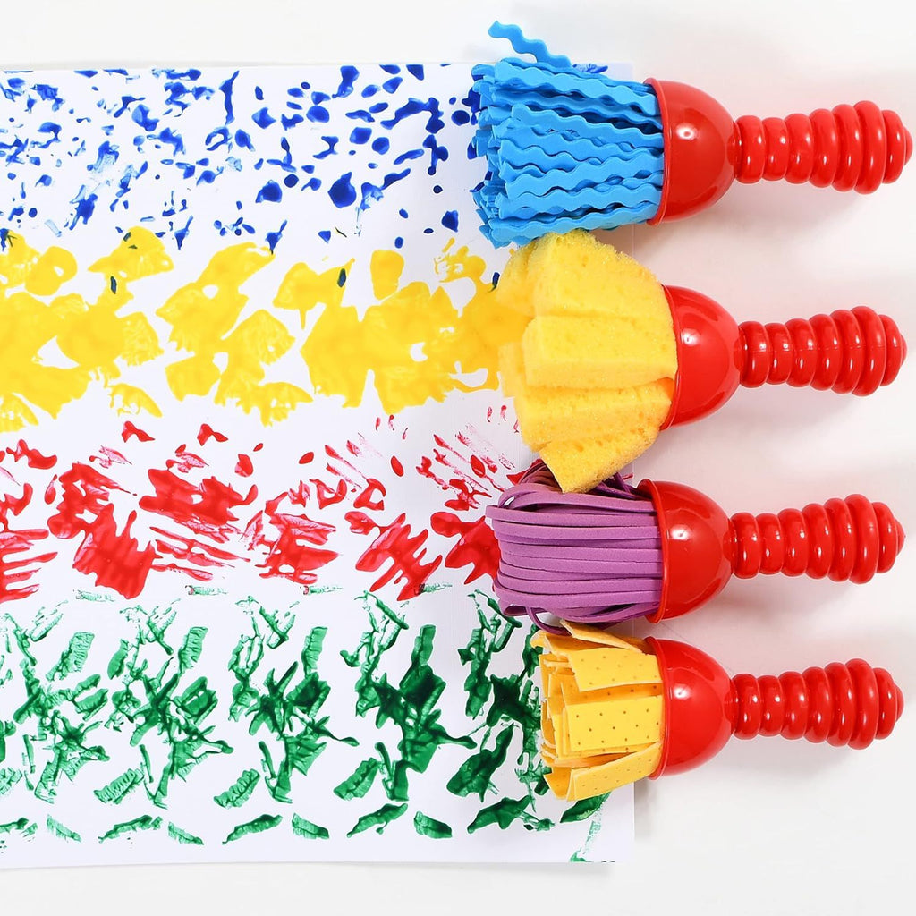 2 Set extured Art Tools - Set of 4 - Jumbo Paint Brushes for Toddlers and Kids  - DIY Patterns and Effects, Plastic, Multicolor