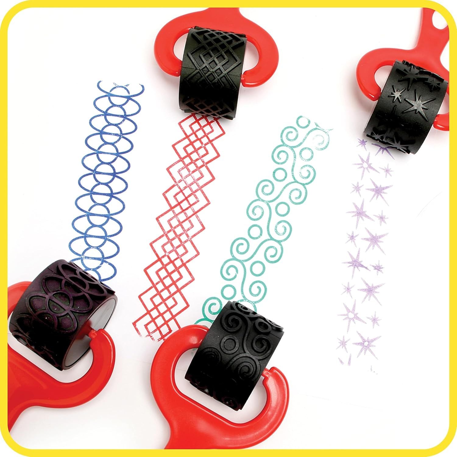 Paint and Dough Explorers - Set 2 - Set of 4 - Sturdy, Chunky Texture Rollers for Kids and DIY - Art Tools for Pottery, Posters and Dough