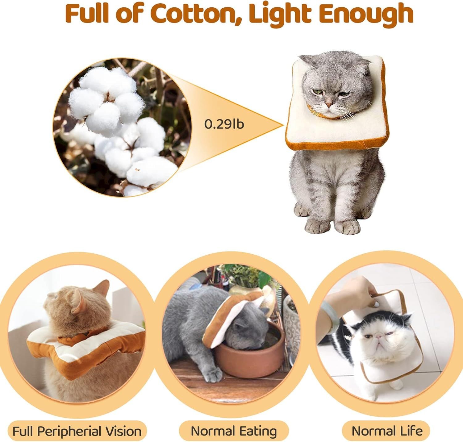 Adjustable Cat Cone Collar Soft, Cat Recovery Collar, After Surgery Neck Cone, Elizabethan Collar for Kitten-L