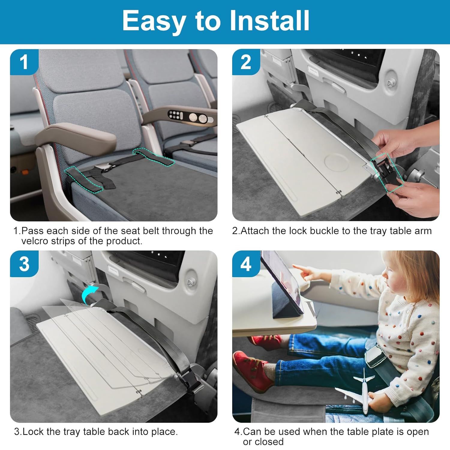 Toddler Airplane Bed & Travel Essentials - Kids Airplane Seat Extender, Portable Plane Bed for Flights Baby Airplane Travel Essentials, Airplane Seat Extender for Kids