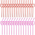 40 Pieces Valentines Plastic Straws Heart Shaped Drinking Straws Decorative Heart Straws for Valentine's Day Wedding Party Supplies, Red and Pink