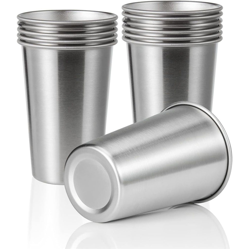 Stainless Steel Kids Cups 7 oz - Stainless Steel Small Children Cups for Home & Outdoor Activities, BPA Free Unbreakable Premium Stackable Metal Drinking Glasses (12-Pack)