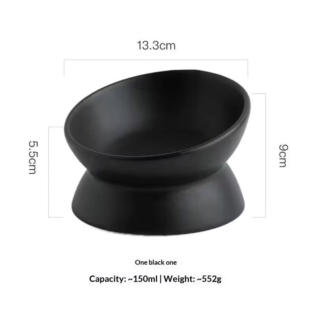 Elevated Cat Food Bowl, 5 Oz Ceramic Raised and Tilted Water Bowl, Anti Vomiting and Protect Pets' Spines Dishes for Small Dog, Fat Faced Cat, Kitten ( 2 Pack)