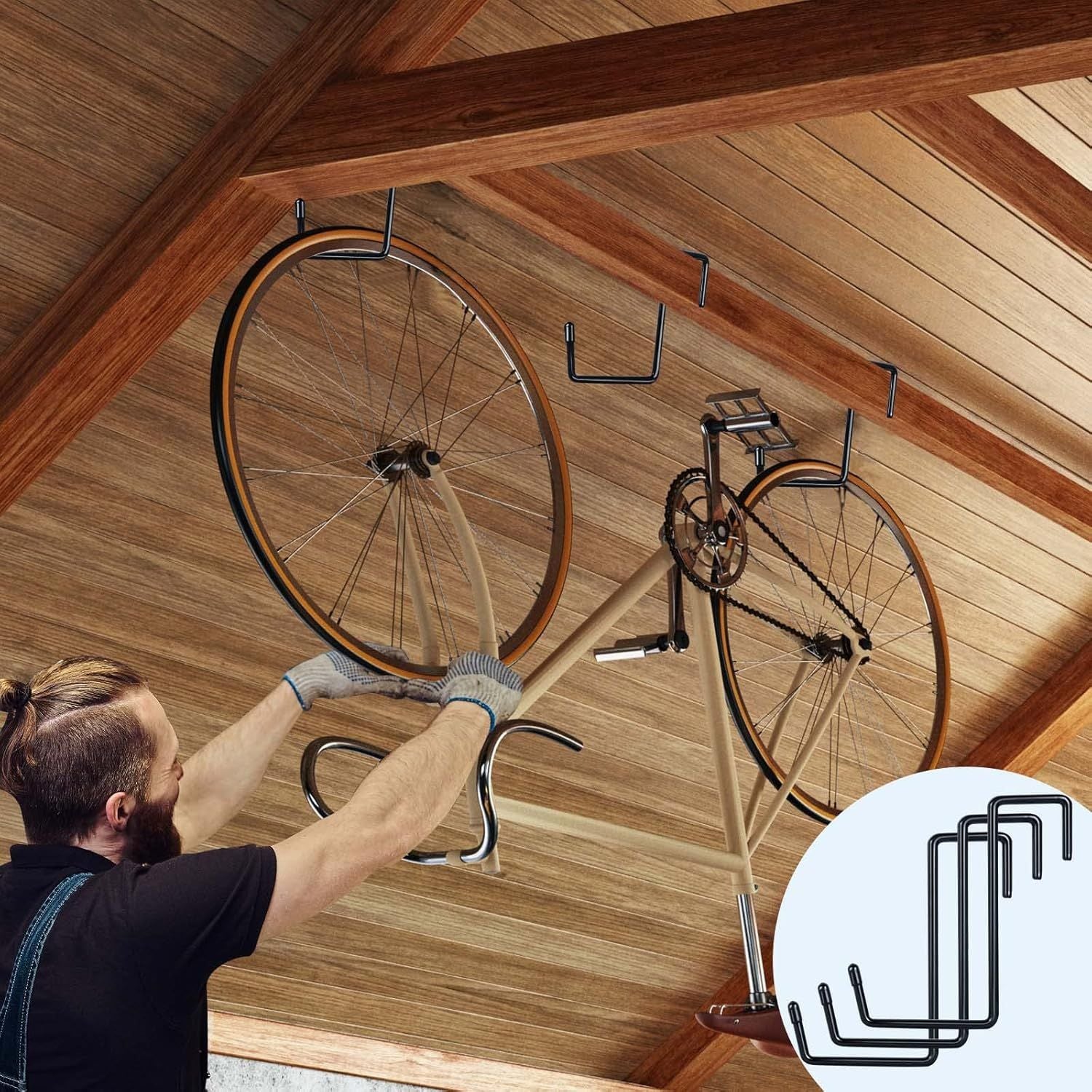 Large Vinyl Coated Heavy Duty Garage Storage Utility Hanging Hooks (6 Pack) - Rafter Hanger Hooks for Bicycle, Ladder, Fence, Pool Cover, Sport Equipment & More