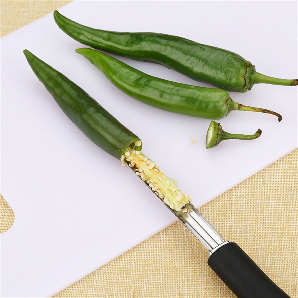 3pcs Chili Pepper Corer Stainless Steel Zucchini Cucumber Corers Special Kitchen Gadgets With Serrated Edge Easy Remove The Seeds Of Your Veggies & Fruits