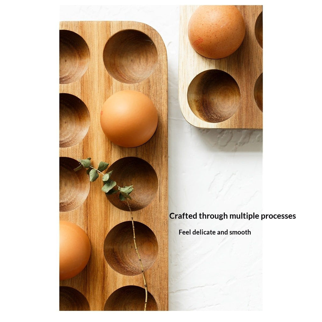 Egg Tray - Rustic Wooden Egg Holder For Eggs Usable in Kitchen Refrigerator, or Countertop for Display or Storage - Easy to Clean… (12 Eggs)