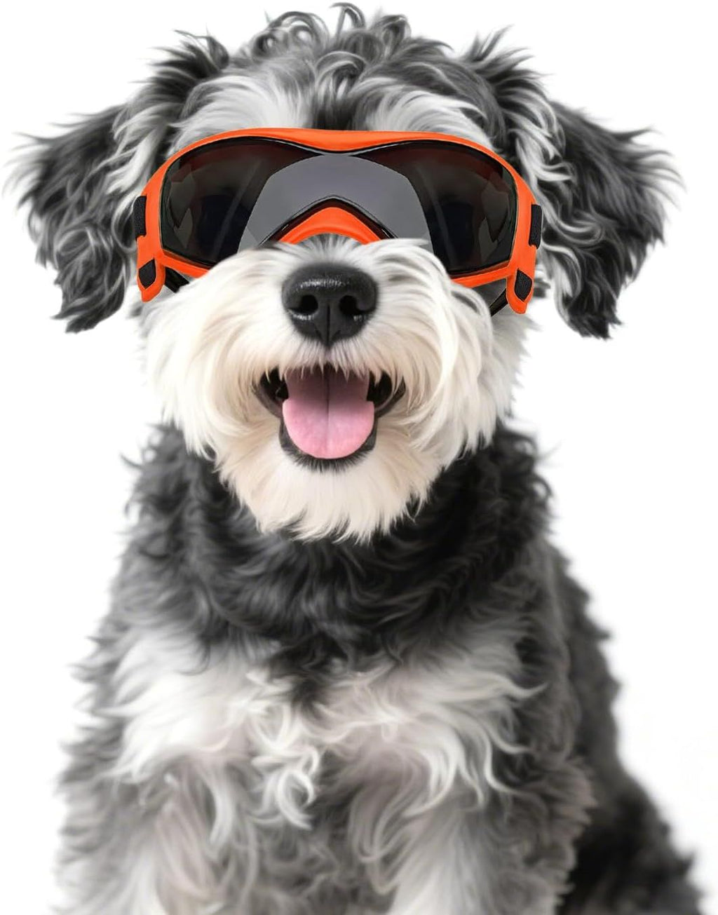 Dog Sunglasses Medium Breed, Dog Goggles UV Protection, Cycling Eye Protection for Large Dogs, Outdoors Breathable Windproof Dustproof Anti-Fog, Adjustable Straps, Cool Orange