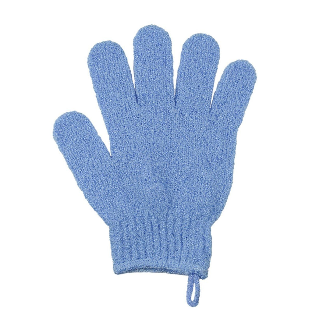 Exfoliating Dual Texture Bath Gloves for Shower, Spa, Massage and Body Scrubs, Dead Skin Cell Remover, Gloves with Hanging Loop (4 Pair Black+Blue Heavy Glove)