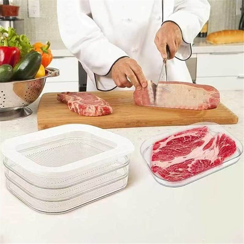 Rounded Stackable Food Storage Box | 3 Compartments with 1 Universal Transparent Framed Lid | Ideal for Cold Cuts, Cheese, and More | BPA-Free, Nordic White (17oz/500ml)