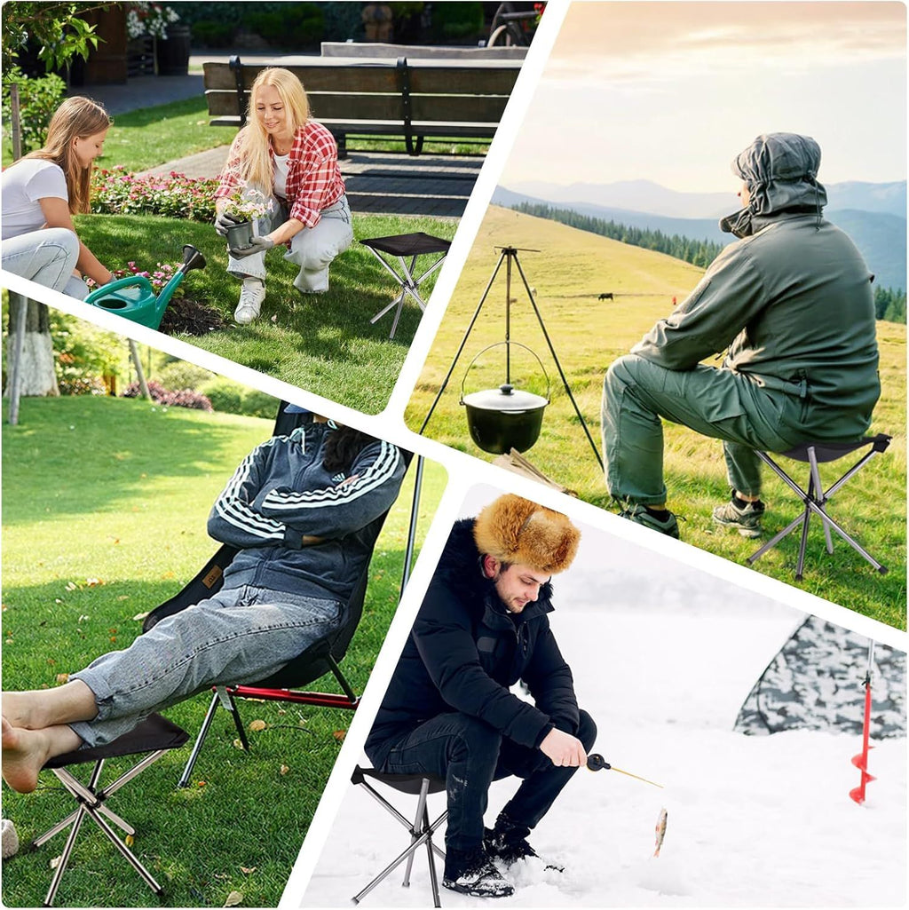 Portable Stool,  Folding Chair, Telescopic Compact Foldable Stool with Carry Bag for Camping, Hiking, Outdoor Concert