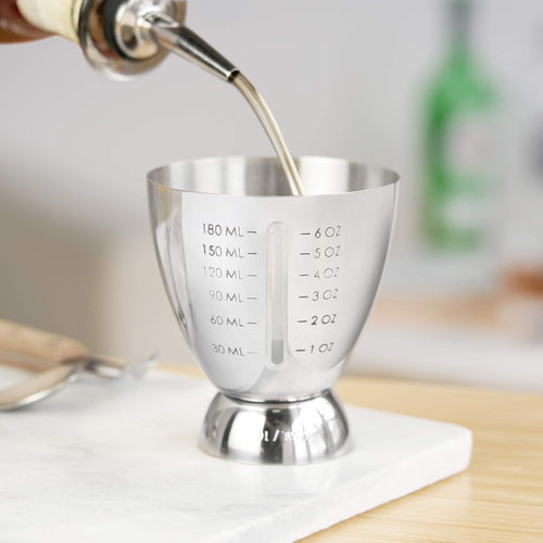 18/8 Stainless Steel Double Jigger for Bartending, Cocktail Measuring Jigger for Bartender with Graduated Marking 1 oz to 6 oz Heavy Duty Shot Measure Cup  (Set of 2)