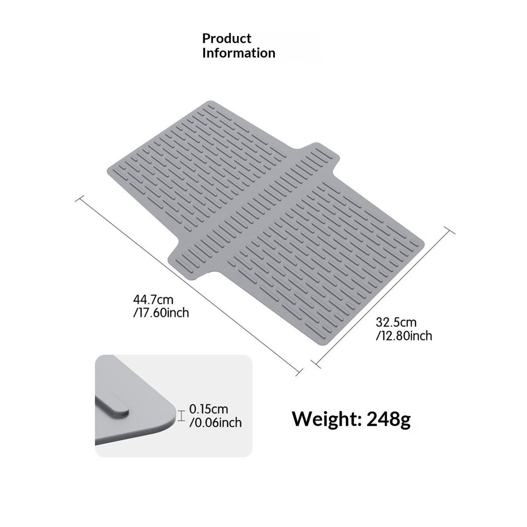 Sink Saddle, Kitchen Sink Mat, Divider Protector Mat, No Odor, Super Soft, No Stains, 2pcs （grey+black）