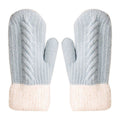 Winter Twisted Cable Knit Women's Gloves with Fleece Lining Thickened Plush Gloves,Soft/Warm for Cold