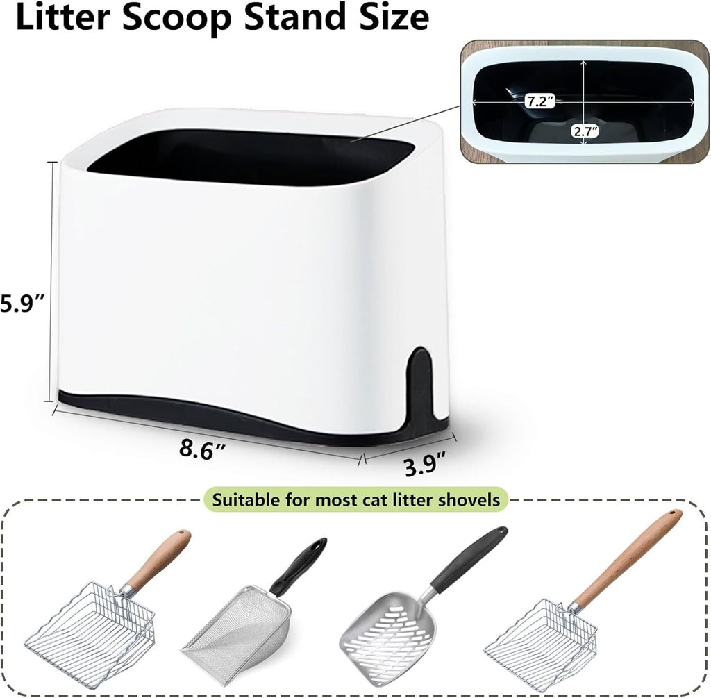 Cat Litter Scoop Holder, Universal Scooper Storage for Any  Shovel, Durable Removable Scoop Stand , Suitable for Most Metal and Plastic Litter Scooper, White