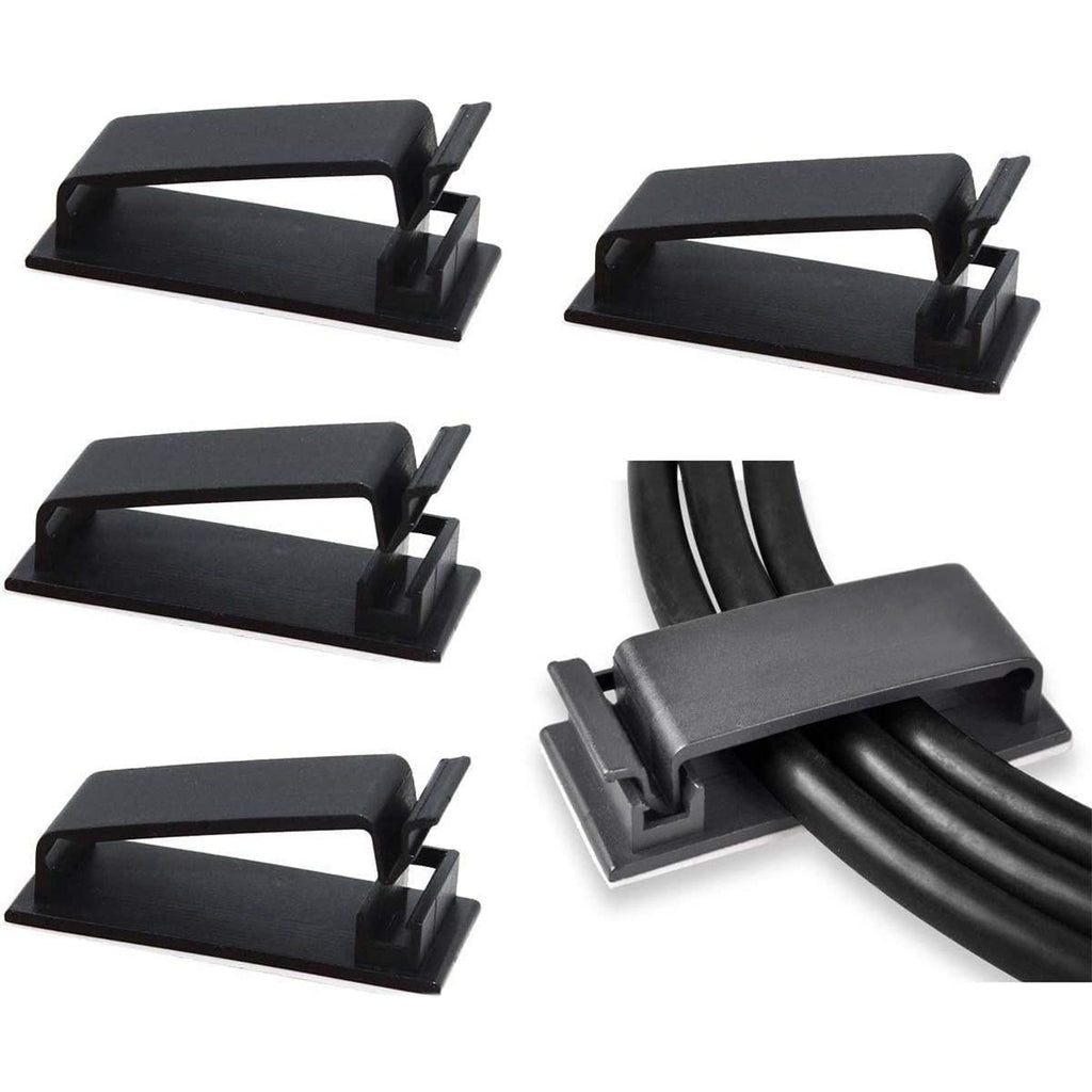 100Pcs Self Adhesive Cable Management Clips, Cable Organizers Wire Clips Cord Holder for TV PC Ethernet Cable under Desk Home Office (Black)