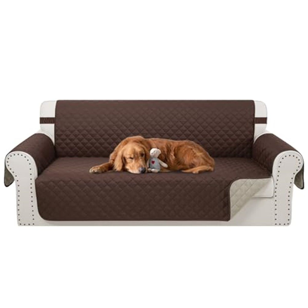 Reversible Quilted Sofa Cover, Water Resistant Slipcover Furniture Protector, Washable Couch Cover with Non Slip Foam and Elastic Straps for Kids, Dogs, Pets 170*166cm