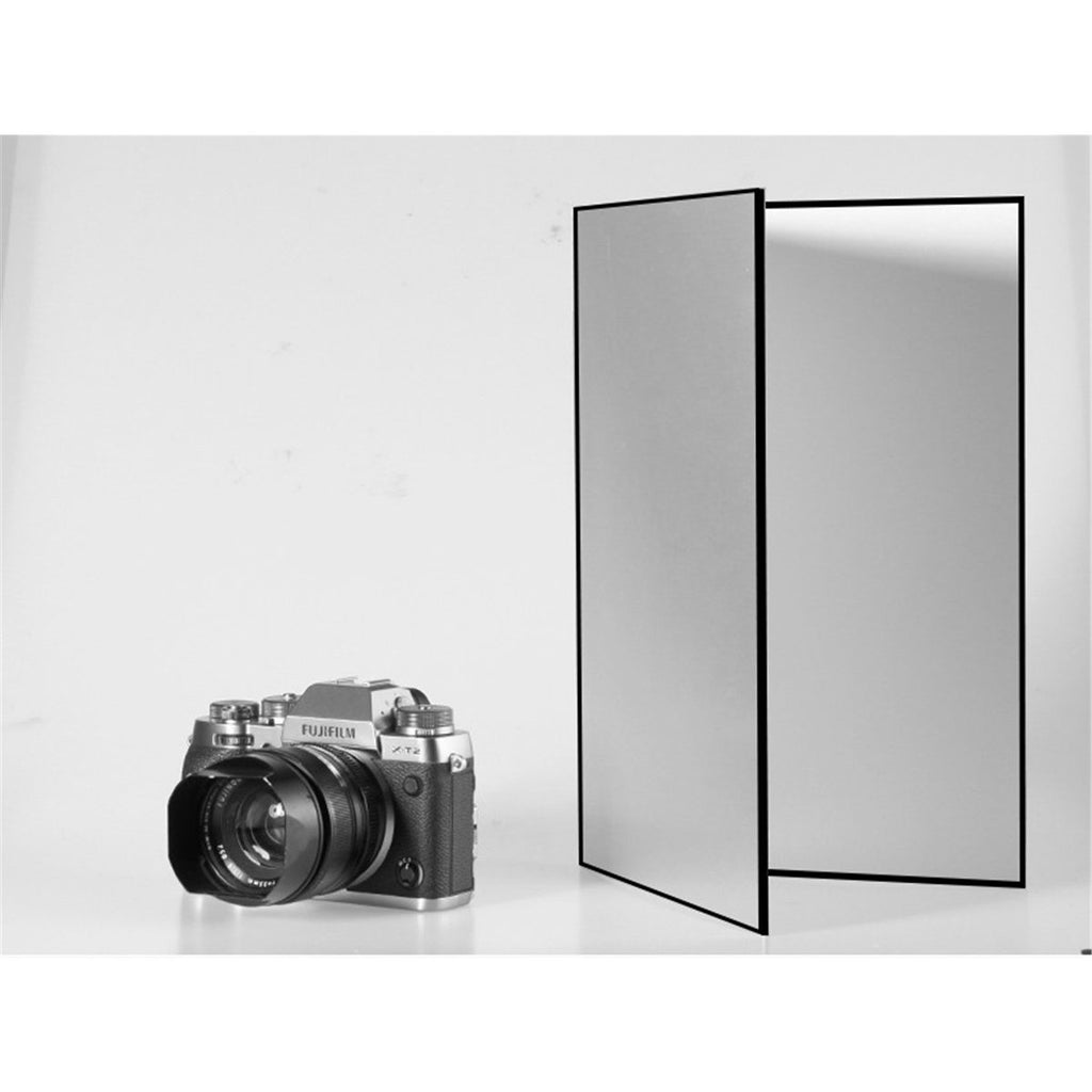 (2 Pcs) Light Reflector 3 in 1 Photography Reflector Cardboard, A4 (12x8 Inch) Size Folding Light Diffuser Board for Still Life, Product and Food Photo Shooting - Black, Silver and White, 2 Pack