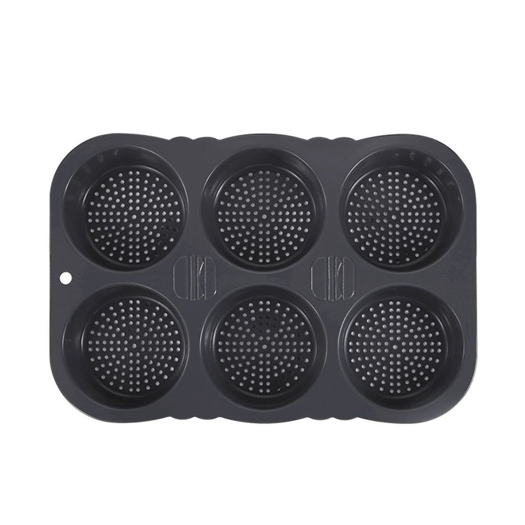 Hamburger Bun Mold, Hamburger Bun Pans for Baking, Burger Bun Pans Nonstick & Heat Resistant,Burger Buns pan, Silicone Homemade Hamburger Bread Mold,6 Cavity Silicone Pans Easy to Release