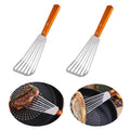 Set of 2,  Stainless Steel Slotted Spatula Turner with Riveted Wooden Handle, Professional Metal Spatulas Great for Kitchen Cooking Flipping Frying & Grilling