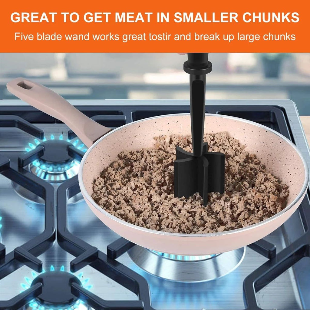 Meat Chopper, Hamburger Grinder, Premium Heat Resistant Smasher for Ground Beef, Burger Grinder Nylon Potato Mix Tool, Meat & Poultry Tenderizers-Black