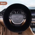 Fluffy Wool Sheepskin Fuzzy Black Car Steering Wheel Cover for Universal Auto Steering Wheel 15inch, Anti-Slip, Soft Plush, Comforting and Luxurious, Soft Texture (Black)