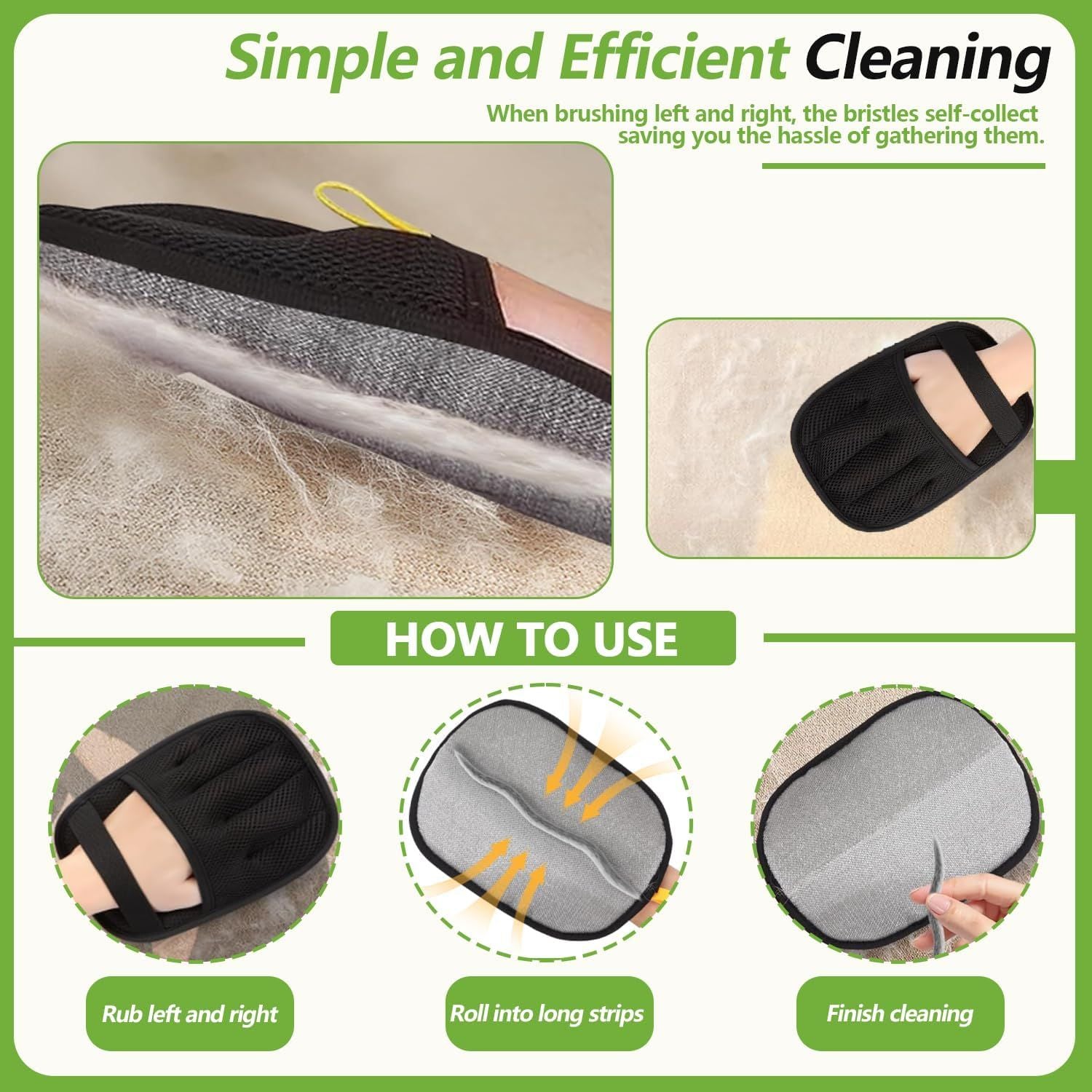Pet Hair Removal Glove for Cats & Dogs, Upgraded Five-Finger Electrostatic Pet Hair Glove, Reusable Magic Brush Pet Hair Remover Tool for Laundry, Couch, Carpet, Car Seat 2pcs