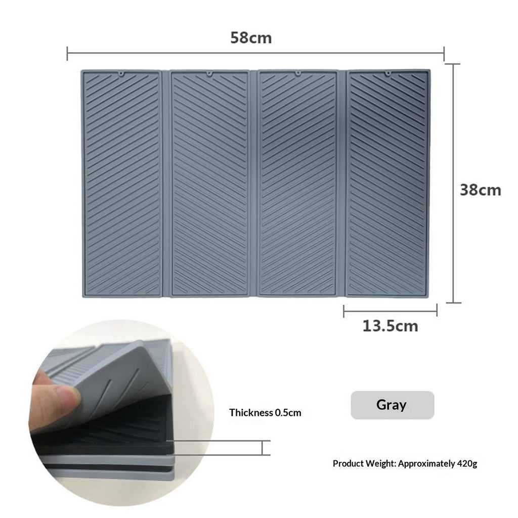 Dish Drying Mat for Kitchen Counter, Collapsible  Large Dish Drainer Mat, Silicone Drying Mat Non-Slip Silicone Sink Mat, Easy to Clean, Grey